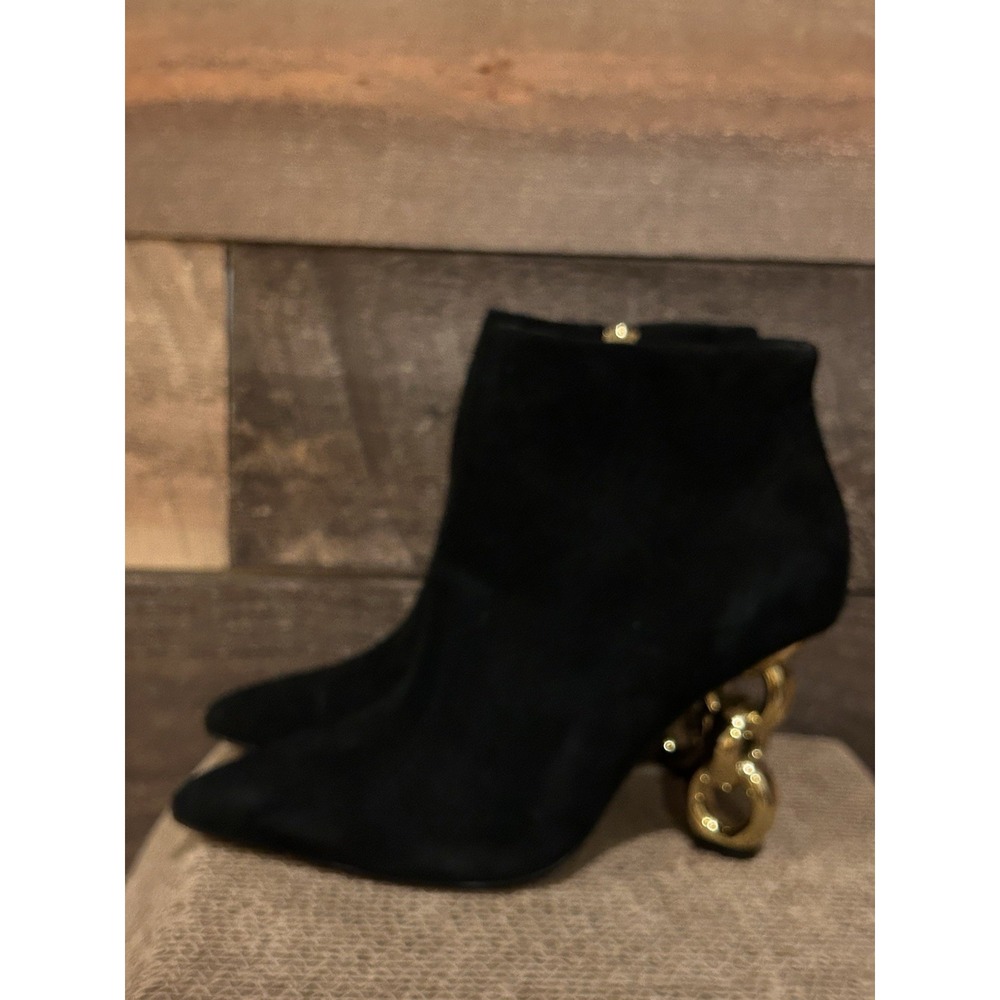 Kat‎ Maconie Black Suede Ankle Boot 9 Cm Gold Chain Size 5 NEW